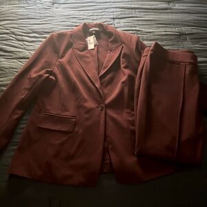 Lane Bryant Ponte Maroon Suit Blazer and Pants Set size 18